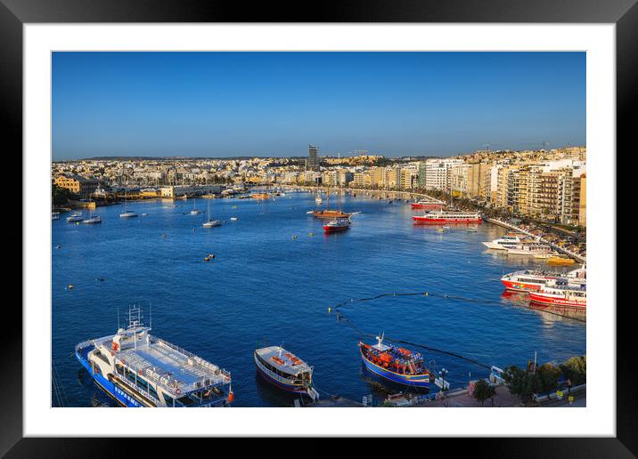 The Marsamxett Harbour In Malta Framed Mounted Print by Artur Bogacki