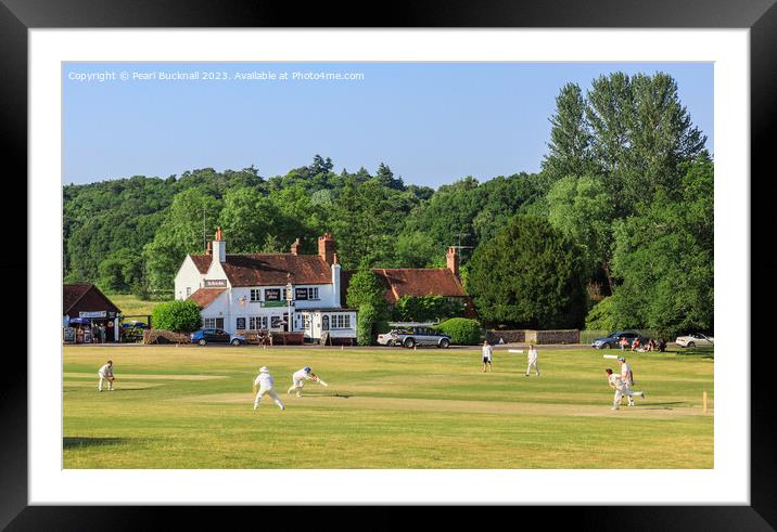 Tilford Village Cricket on the Green, Surrey Framed Mounted Print by Pearl Bucknall