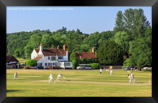 Tilford Village Cricket on the Green, Surrey Framed Print by Pearl Bucknall