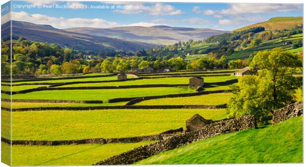 Swaledale Yorkshire Dales English Countryside pano Canvas Print by Pearl Bucknall