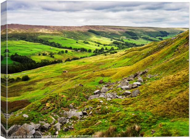 Upper Nidderdale from above Scar House Canvas Print by Mark Sunderland