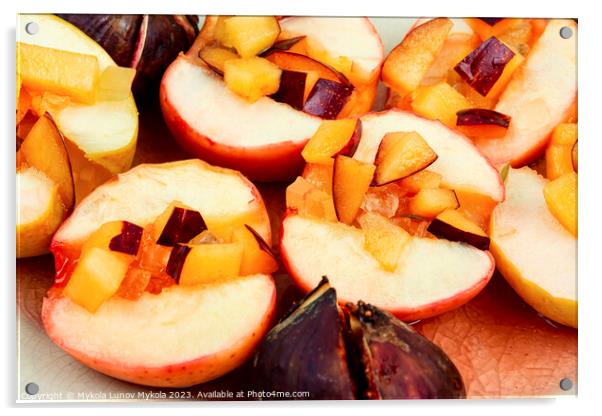 Apple and figs baked with honey Acrylic by Mykola Lunov Mykola