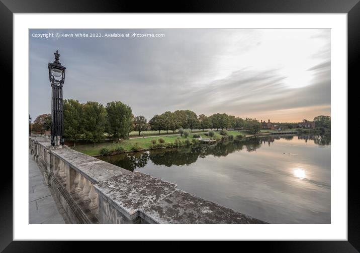 Early morning river Thames view from Hampton Court bridge Framed Mounted Print by Kevin White