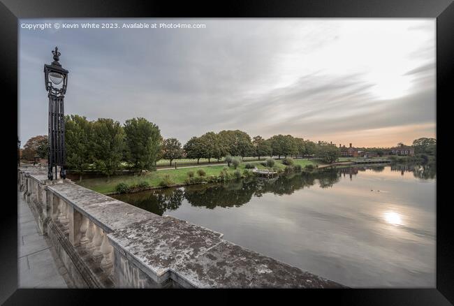 Early morning river Thames view from Hampton Court bridge Framed Print by Kevin White