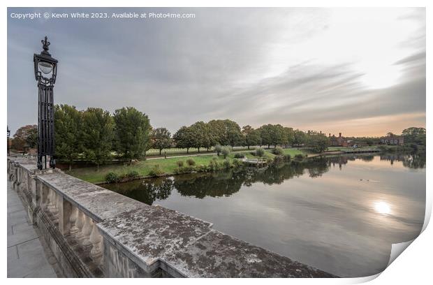 Early morning river Thames view from Hampton Court bridge Print by Kevin White