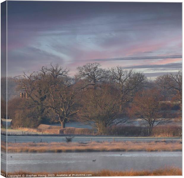 Winter's Tranquil Embrace: English Countryside Canvas Print by Stephen Young