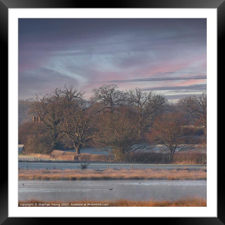 Winter's Tranquil Embrace: English Countryside Framed Mounted Print by Stephen Young