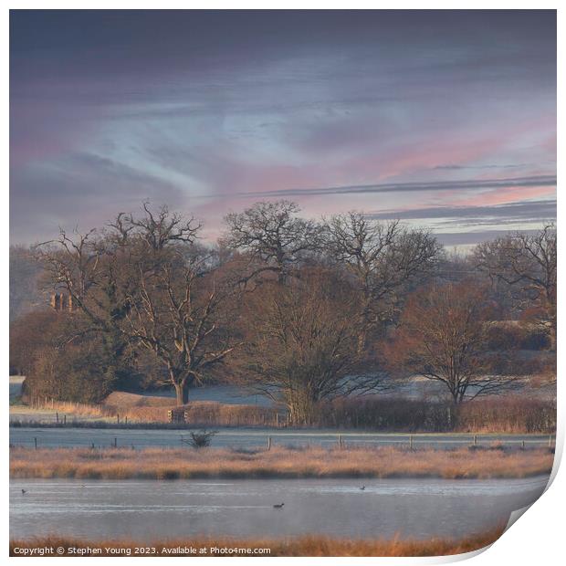 Winter's Tranquil Embrace: English Countryside Print by Stephen Young