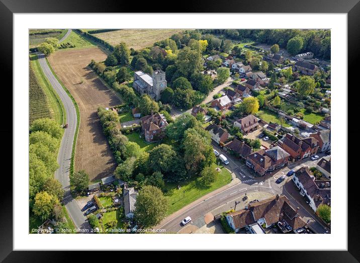 Drone shot of East Malling Village in the county of Kent UK Framed Mounted Print by John Gilham