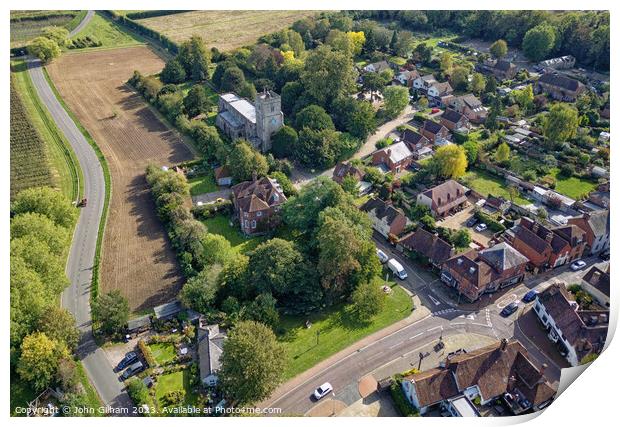 Drone shot of East Malling Village in the county of Kent UK Print by John Gilham