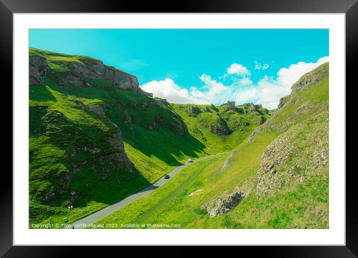 A close up of a lush green hillside with Winnats Pass in the background Framed Mounted Print by Tom Hartfil-Allgood