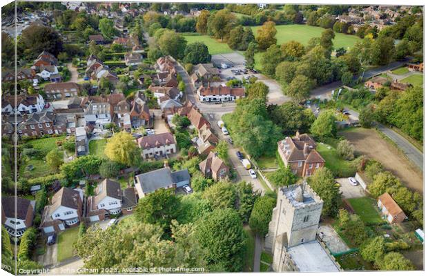 East Malling  - Drone view of a village in The Gar Canvas Print by John Gilham