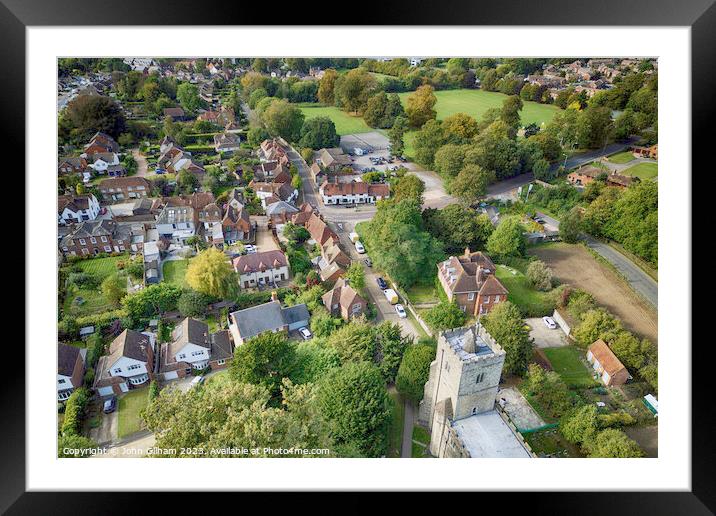 East Malling  - Drone view of a village in The Gar Framed Mounted Print by John Gilham