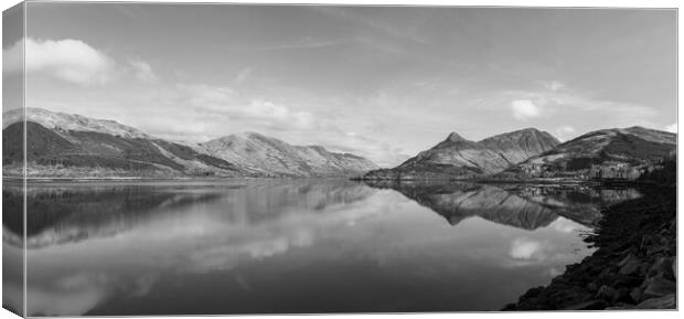 Loch Leven Panoramic in Black & White Print Canvas Print by Kevin Winter