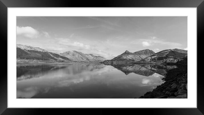 Loch Leven Panoramic in Black & White Print Framed Mounted Print by Kevin Winter