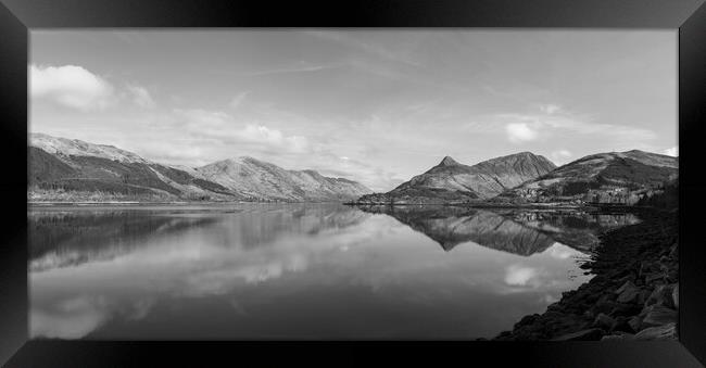 Loch Leven Panoramic in Black & White Print Framed Print by Kevin Winter