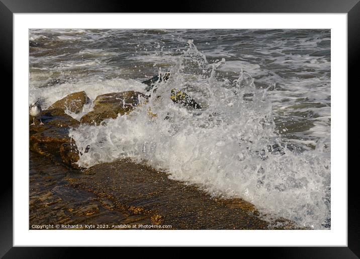 Waves, Swanage Quay, Dorset Framed Mounted Print by Richard J. Kyte