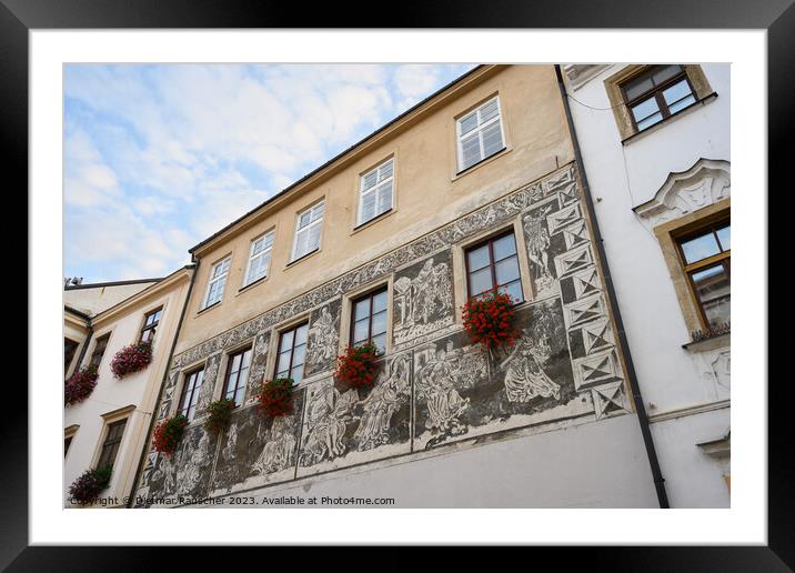 Town House with Sgraffito Facade in Znojmo Framed Mounted Print by Dietmar Rauscher