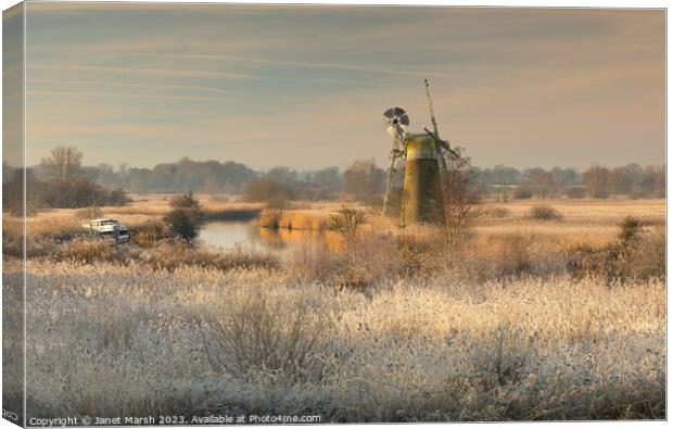 Frosty Morning Mill Canvas Print by Janet Marsh  Photography