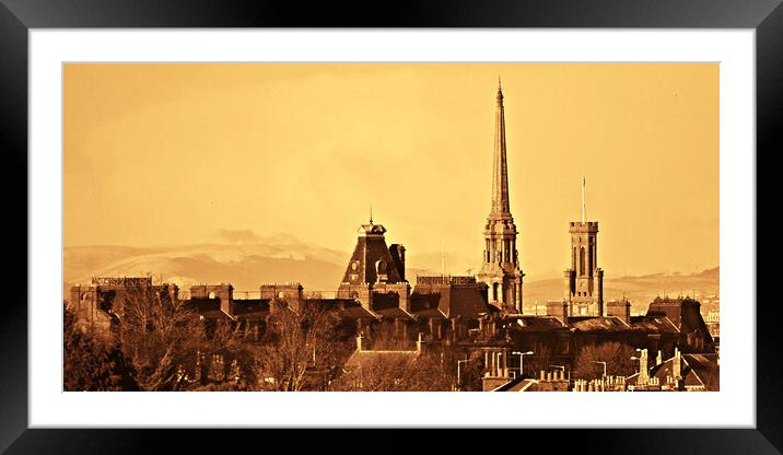 Ayr town, auld Ayr architecture (sepia) Framed Mounted Print by Allan Durward Photography