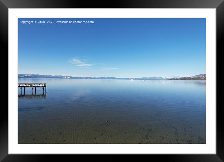 Lake Tahoe in the winter from the air Framed Mounted Print by Arun 