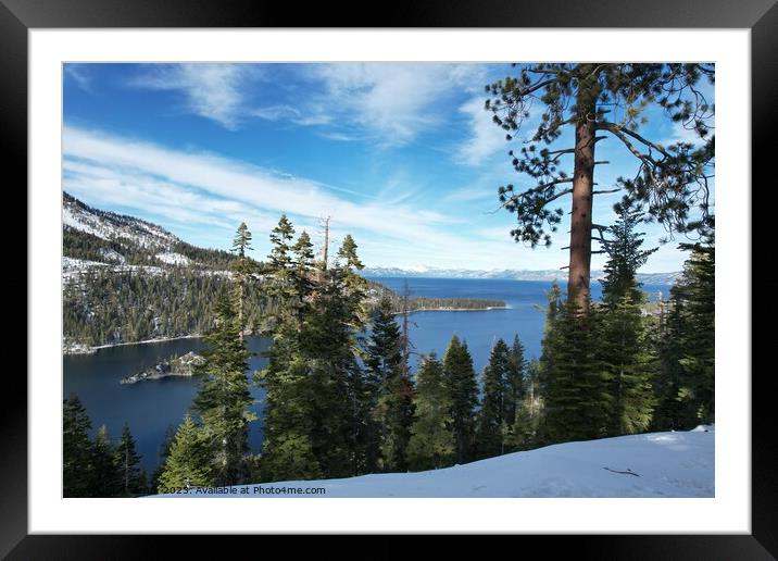 Lake Tahoe in the winter from the air Framed Mounted Print by Arun 