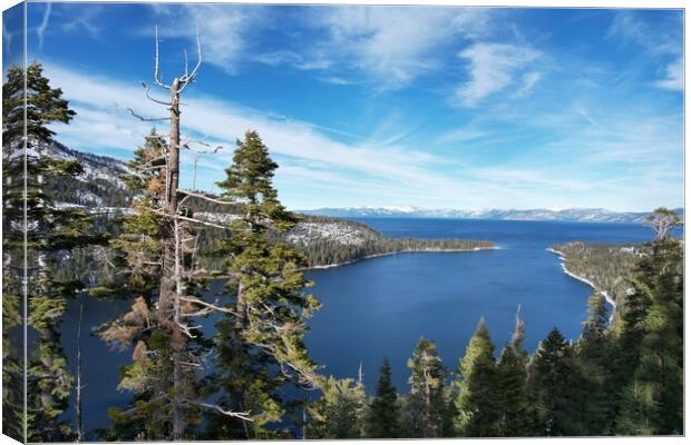 Lake Tahoe in the winter from the air Canvas Print by Arun 