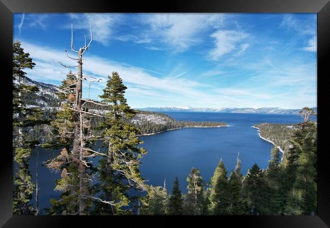 Lake Tahoe in the winter from the air Framed Print by Arun 