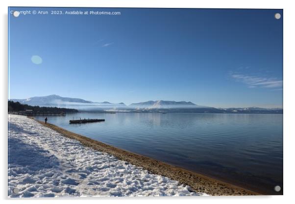 Lake Tahoe in the winter Acrylic by Arun 