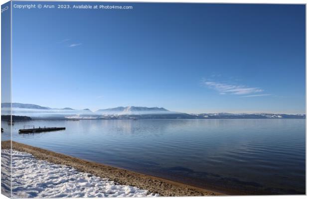 Lake Tahoe in the winter Canvas Print by Arun 