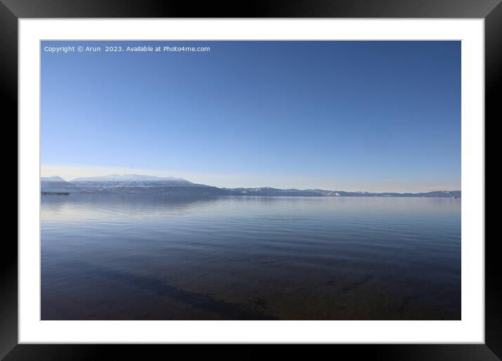 Lake Tahoe in the winter Framed Mounted Print by Arun 