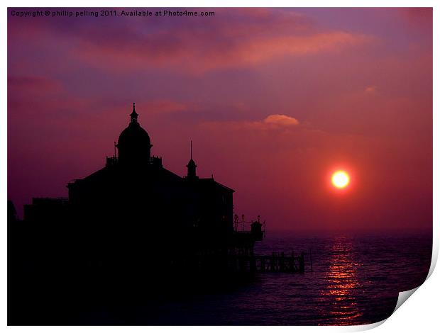 Eastbourne pier silhouette at sunrise. Print by camera man