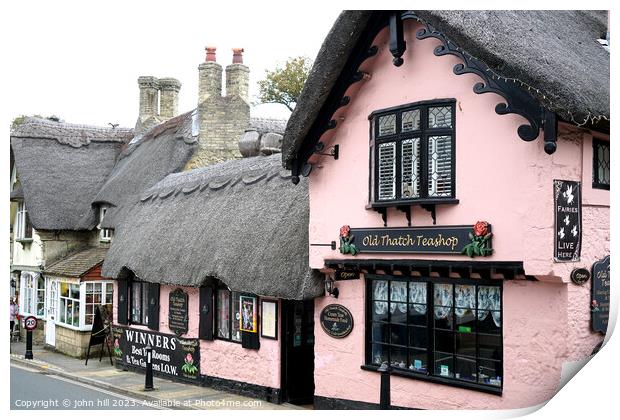 Old thatch teashop, Shanklin, Isle of Wight. Print by john hill