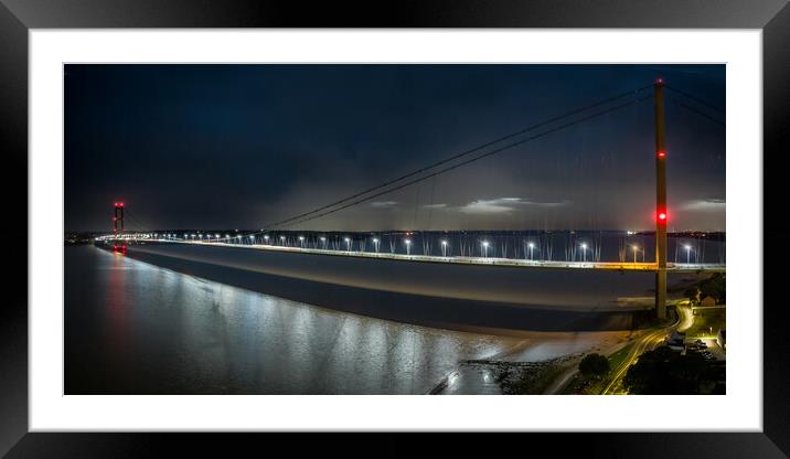 Humber Bridge at Night Framed Mounted Print by Apollo Aerial Photography