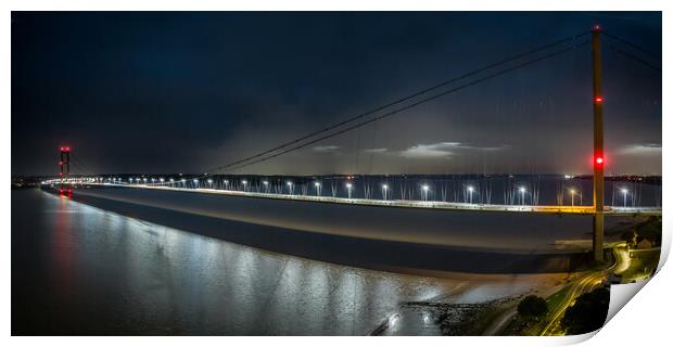 Humber Bridge at Night Print by Apollo Aerial Photography