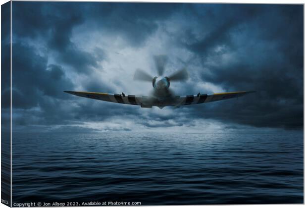 Low flying Spitfire Canvas Print by John Allsop
