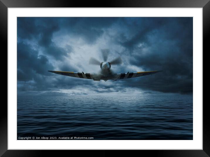 Low flying Spitfire Framed Mounted Print by John Allsop