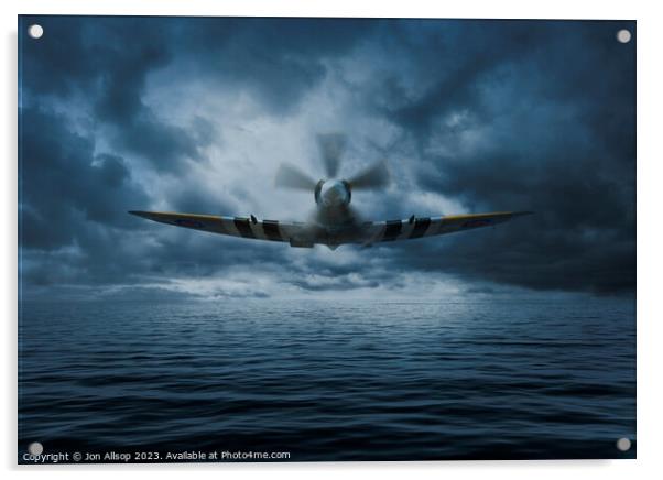 Low flying Spitfire Acrylic by John Allsop