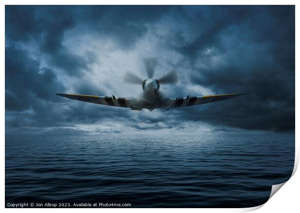 Low flying Spitfire Print by John Allsop