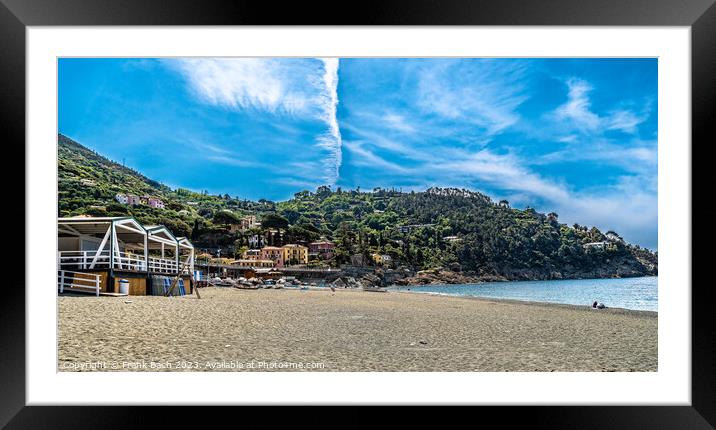 Public beach in Bonassola, Liguria Italy Framed Mounted Print by Frank Bach