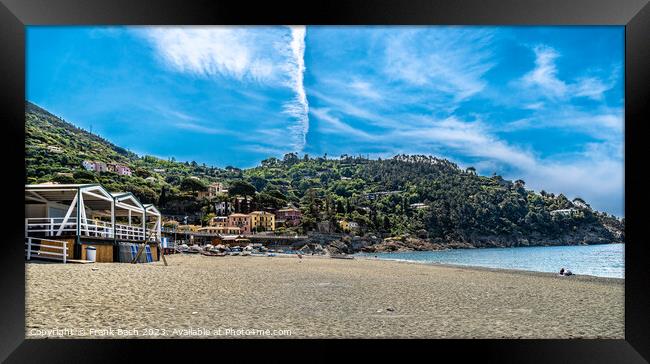 Public beach in Bonassola, Liguria Italy Framed Print by Frank Bach