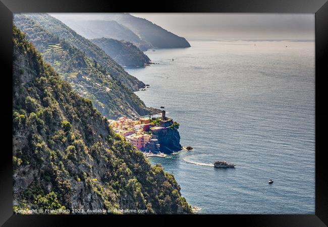 Path for walking between Monterosso and Vernazza Cinque Terre, I Framed Print by Frank Bach