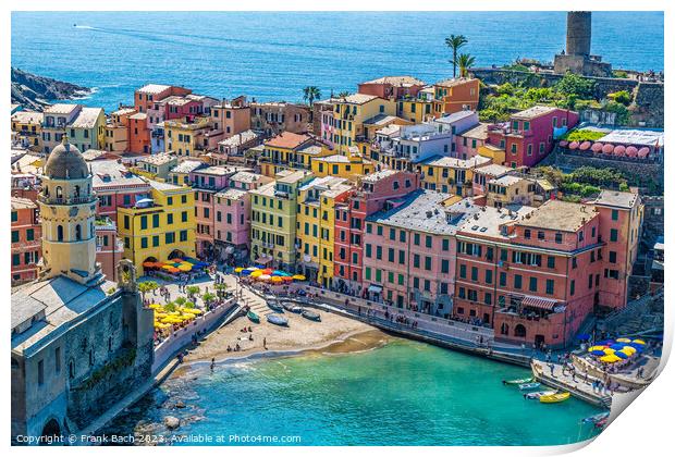 Small town of Vernazza in Cinque Terre Liguria in Italy Print by Frank Bach