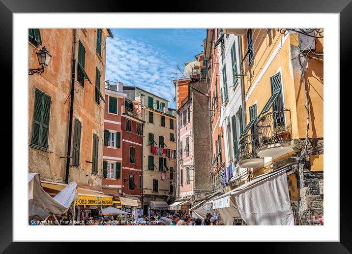 Small town of Vernazza in Cinque Terre Liguria in Italy Framed Mounted Print by Frank Bach