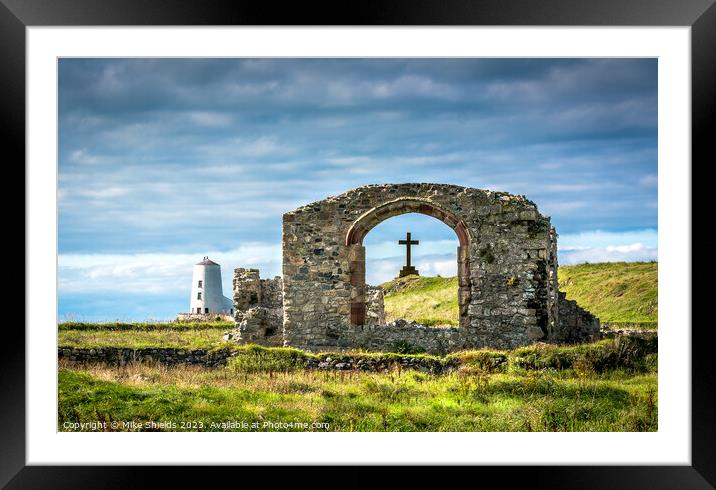 St. Dwynwen's Church ruins Framed Mounted Print by Mike Shields