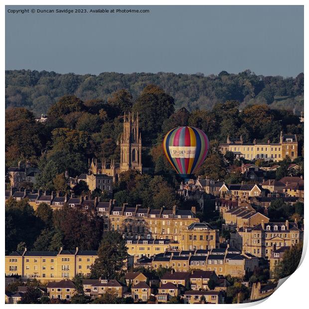 Hot Air Balloons over bath October 2023 Print by Duncan Savidge