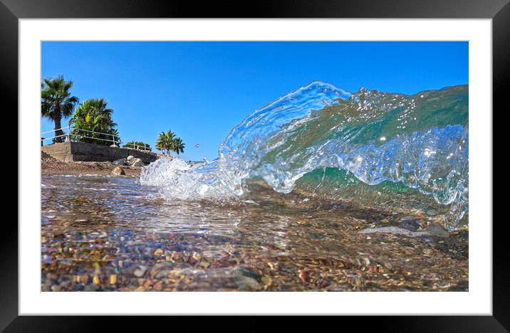 The ocean meets the land Framed Mounted Print by kathy white