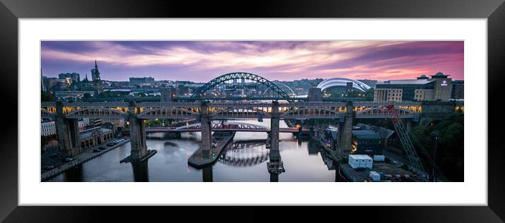 Newcastles Bridges Framed Mounted Print by Apollo Aerial Photography