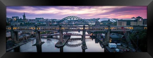 Newcastles Bridges Framed Print by Apollo Aerial Photography