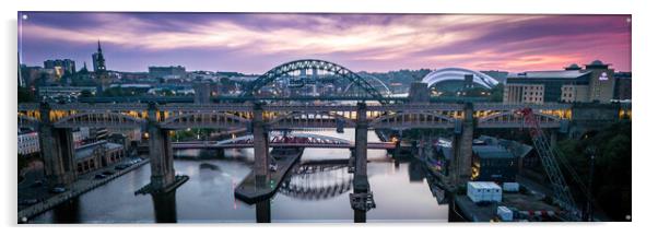 Newcastles Bridges Acrylic by Apollo Aerial Photography
